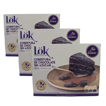 Schokoladenkuvertüre 70% ohne Zucker - Schokodrops - Pack 3 × Pappschachtel 250 g