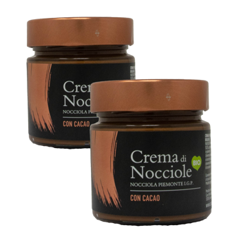 Crema di Nocciole CON CACAO 250 g - Pack 2 × Barattolo di vetro 250 g