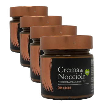 Cuor Di Nocciola Delle Langhe Creme De Noisettes Au Cacao 250 G Bocal En Verre 250 G - Pack 4 × Bocal en verre 250 g