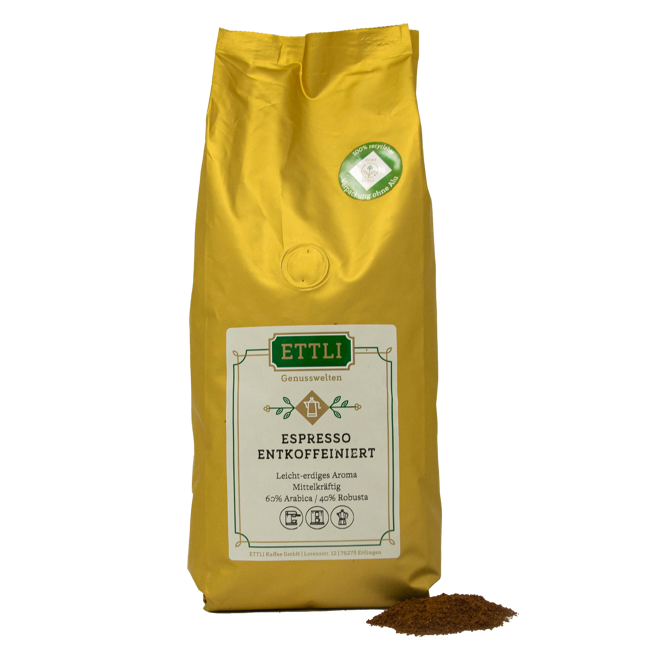 Gemahlener Kaffee - Espresso entcoffeiniert - 1kg by ETTLI Kaffee