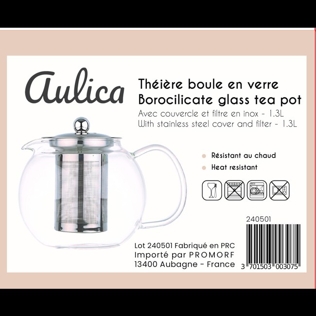 Deuxième image du produit Aulica Theiere Boule 1 3L Filtre Et Couvercle Inox by Aulica