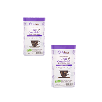 Origines Tea&Coffee The Noir Bio En - Chai Convivial Ceylan 100G - 100 G - Pack 2 × Boîte métal 100 g
