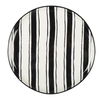 Aulica Assiette Plate Rayures Noir Et Blanc 26Cm Set De 6 - 