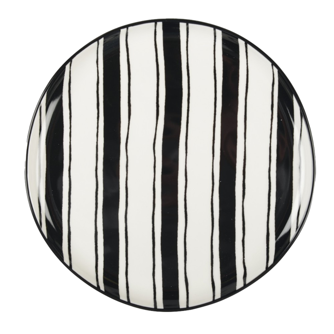 Piatto da portata a righe bianche e nere 26 cm - set di 6 by Aulica