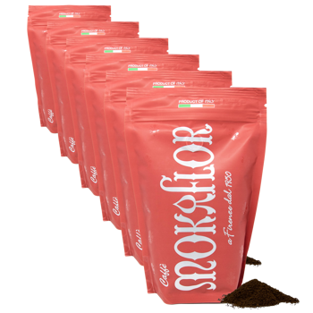 Rote Mischung 60/40 - Gemahlener Kaffee 500 g - Pack 6 × Mahlgrad Moka Beutel 500 g