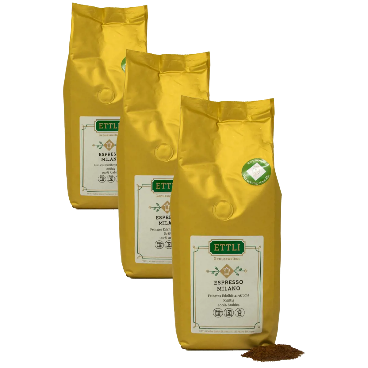 Ettli Kaffee Cafe Moulu Espresso Milano 500G Moulu Filtre - 500 G by ETTLI Kaffee