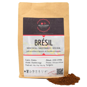 Arlo's Coffee - Bresil Moulu Espresso- 1 Kg - Moulu Espresso Pochette 1 kg