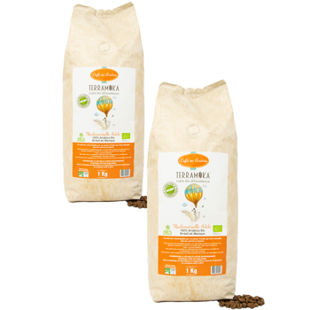 Terramoka Café En Grains - Mademoiselle Adele - 1Kg - Pack 2 × Grains Boîte en carton 1 kg