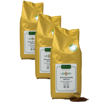 Ettli Kaffee Moka Ethiopien Moulu Espresso - 500 G - Pack 3 × Moulu Espresso Pochette 500 g