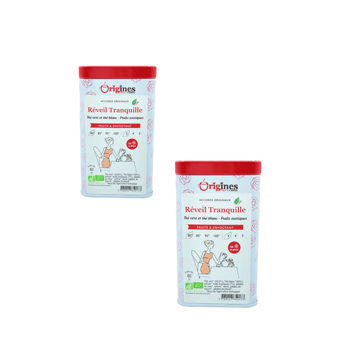 Origines Tea&Coffee The Bio Vert Et Blanc En - Reveil Tranquille Chine 80G - 80 G - Pack 2 × Boîte métal 80 g