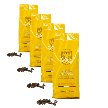 Cafe En Grain M'ama Caffè Melange Intense 1 Kg - Pack 4 × Grains Pochette 1 kg