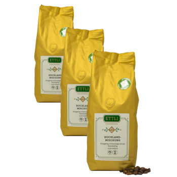 Kaffeebohnen - Hochland-Mischung - 250g - Pack 3 × Bohnen Beutel 250 g