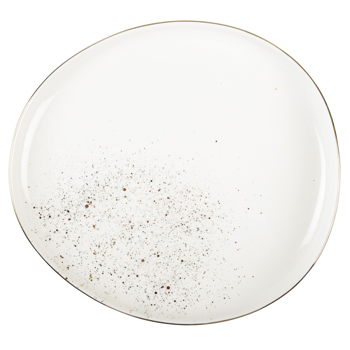 Dessertteller Oval in Weiß und Flash Gold - 3er-Set - 