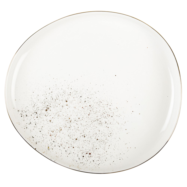 Set di 3 piatti dessert ovali in porcellana bianca flash oro by Aulica