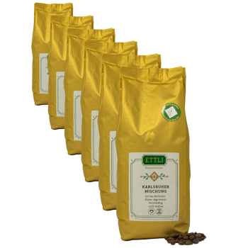 ETTLI Kaffee Café En Grains - Mélange De Karlsruhe - 250G - Pack 6 × Grains Pochette 250 g