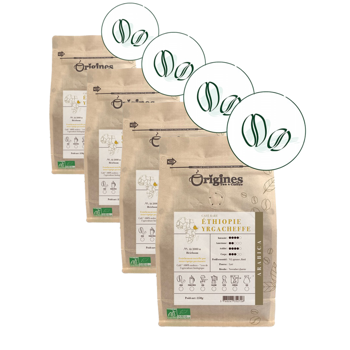 Caffè macinato - Ethiopie Yragcheffe - 250g - Pack 4 × Macinatura Aeropress Bustina 250 g