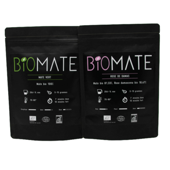 Biomaté Duo Decouverte Mate Vert Rose De Damas Box Decouverte Cadeau 100 G - Coffret découverte 100 g