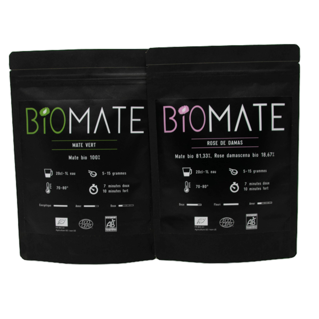 Biomaté Duo Decouverte Mate Vert Rose De Damas Box Decouverte Cadeau 100 G by Biomaté