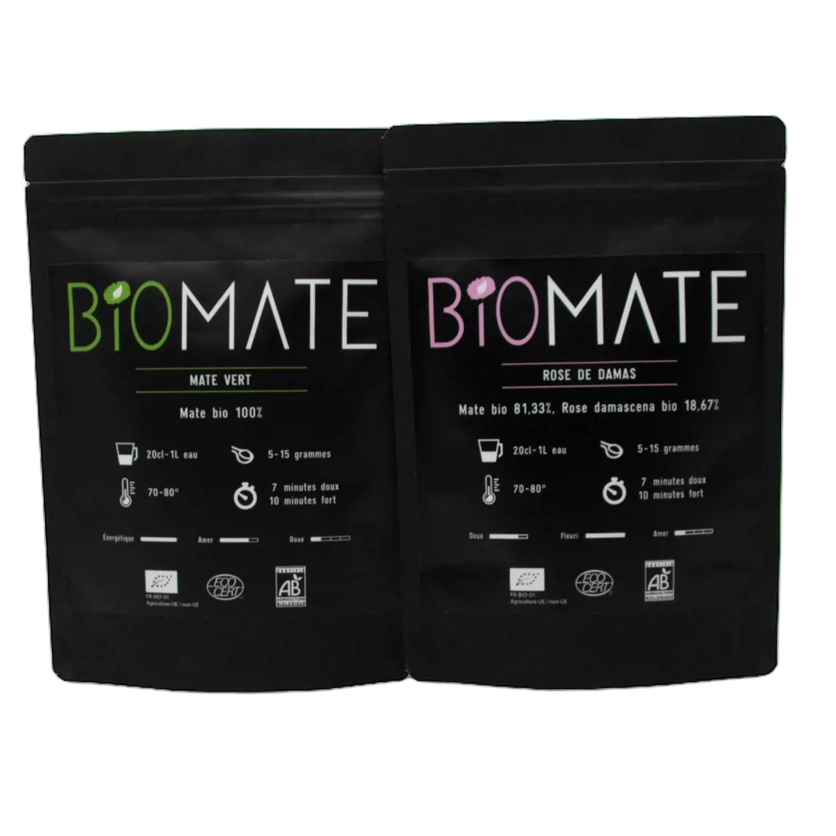Biomaté Duo Decouverte Mate Vert Rose De Damas Box Decouverte Cadeau 100 G by Biomaté