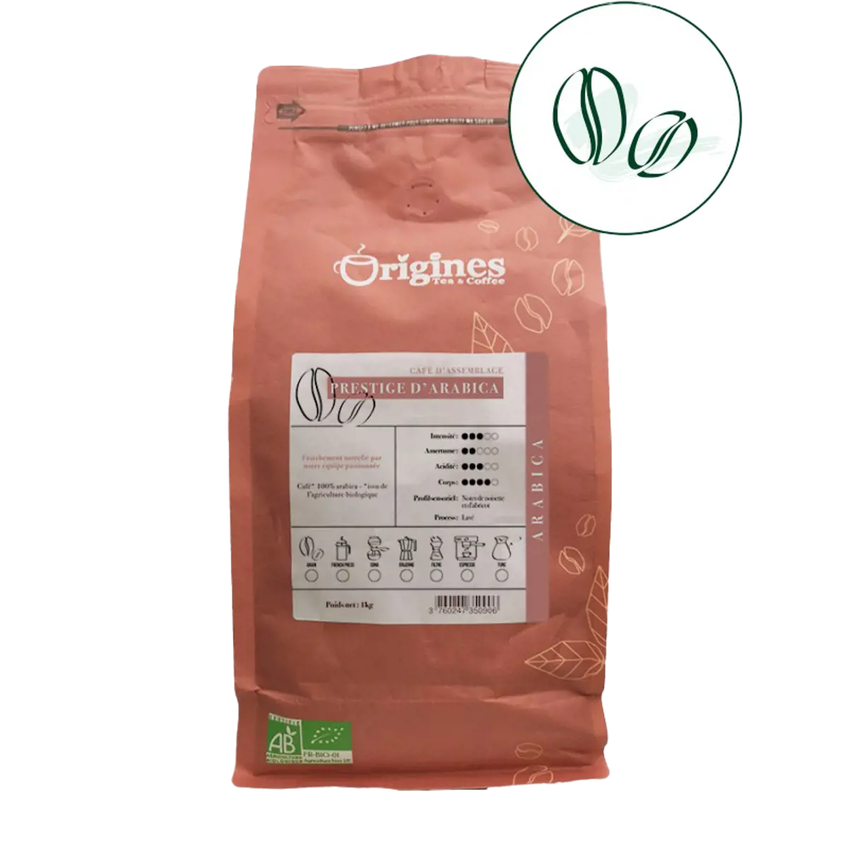 Origines Tea&CoffeeCafe Moulu Prestige D Arabica 1Kg Moulu Aeropress - 1 Kg by Origines Tea&Coffee