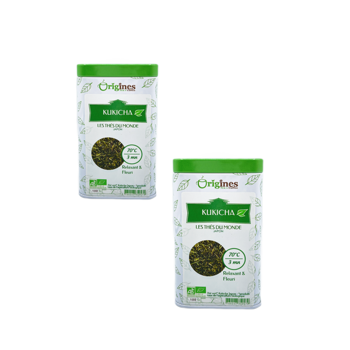 Origines Tea&Coffee The Vert Bio En - Kukicha Japon 100G - 100 G - Pack 2 × Boîte métal 100 g