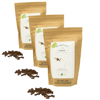 Cafe En Grain Kaffeewerkstatt Bohnengold Cafe Biologique Papouasie Nouvelle Guinee 500 G - Pack 3 × Grains Pochette 500 g