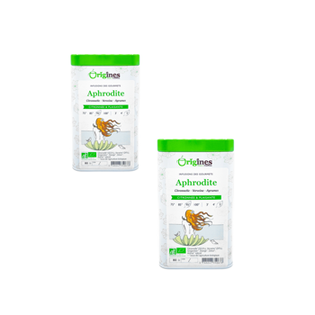 Origines Tea&Coffee Infusion Bio Aphrodite En - 80G - 80 G - Pack 2 × Boîte métal 80 g