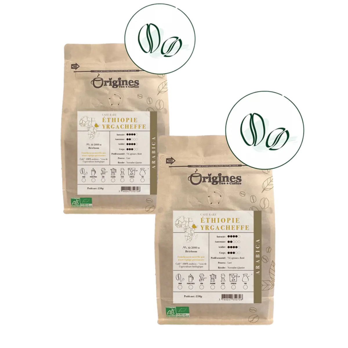 Origines Tea&Coffee Cafè En Grains - Ethiopie Yragcheffe - 250G by Origines Tea&Coffee