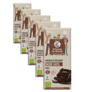 Chocolat Noir dessert 58%, 200g - Pack 5 × Tablette 200 g