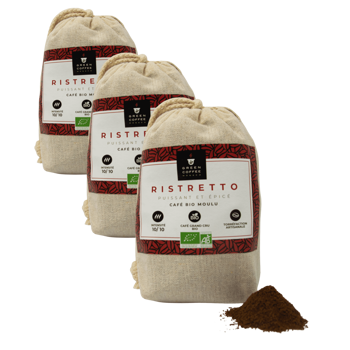 Gemahlener Kaffee - Ristretto - 250 g - Pack 3 × Mahlgrad French Press Beutel 250 g