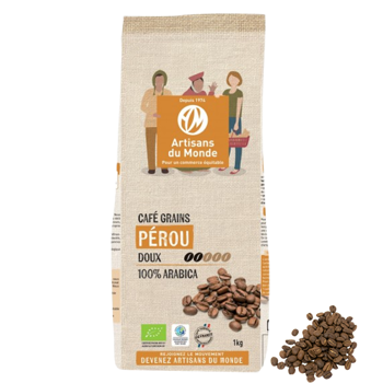 Café en grains - Pérou 100% Arabica - 1kg - Grains Pochette 1 kg