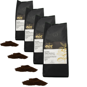 EOS Kaffeerösterei Sumatra Mandhelling Gayo Moulu Filtre- 500 G - Pack 4 × Moulu Filtre Pochette 500 g