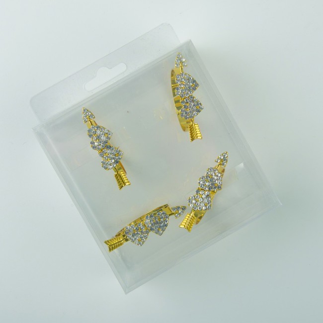 Secondo immagine del prodotto Set di 4 anelli portatovaglioli design cuori con diamanti by Aulica