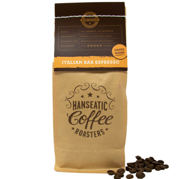 Hanseatic Coffee Company Café En Grains - Italian Bar Espresso - 1Kg - Grains Pochette 1 kg