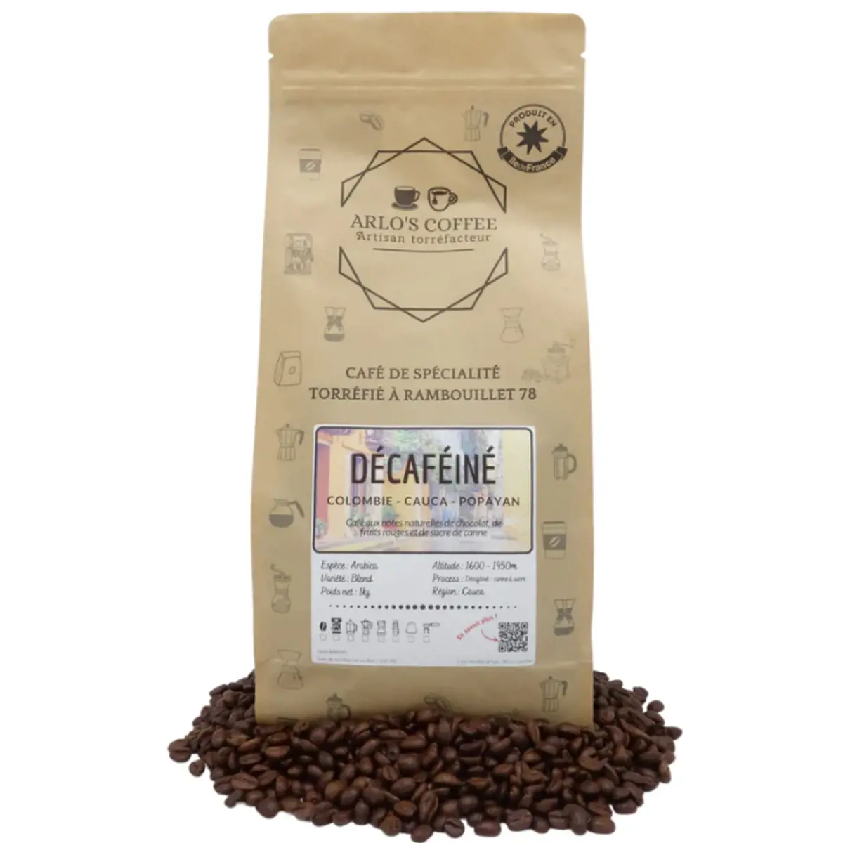 Cafe En Grain Arlo's Coffee Colombie Deca 1 Kg by ARLO'S COFFEE
