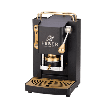 FABER Macchina da Caffè a cialde - Pro Mini Deluxe Mat Black & Brass Ottonato 1,3 l - 