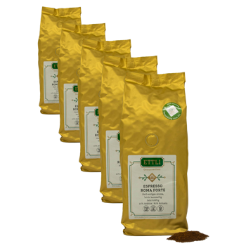 Caffè macinato - Espresso Roma Forte - 250g - Pack 5 × Macinatura Espresso Bustina 250 g