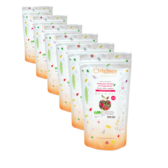 Tè Verde Bio in busta - Amicaux Fraise et Coquelicot - Chine - 100g by Origines Tea&Coffee