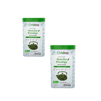 Origines Tea&Coffee The Vert Bio En - Sencha Prestige Japon 100G - 100 G - Pack 2 × Boîte métal 100 g