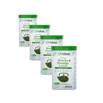Tè Verde Bio in scatola di metallo - Sencha Prestige Japon - 100g - Pack 4 × Scatola di metallo 100 g