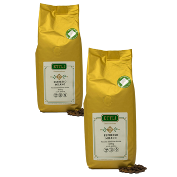 Ettli Kaffee Café En Grain - Espresso Milano - 1Kg - Pack 2 × Grains Pochette 1 kg