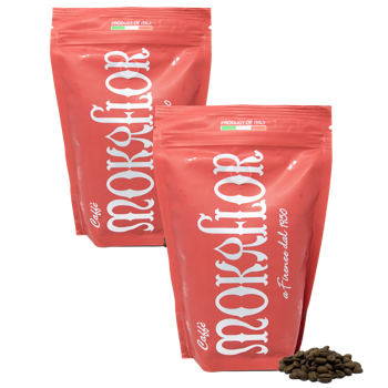 Miscela Rossa 60/40 - Caffè in grani 250 g - Pack 2 × Chicchi Bustina 250 g