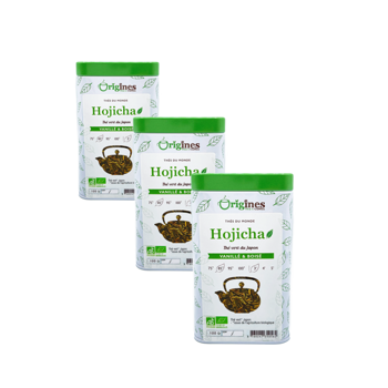 Grüntee Bio Metall-Box - Hojicha Japon -100g - Pack 3 × Metall-Box 100 g