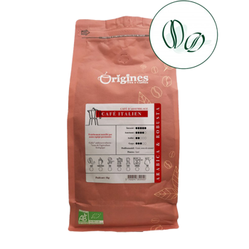Origines Tea&Coffee Cafè En Grains - Café Italien - 1Kg - Grains Pochette 1 kg
