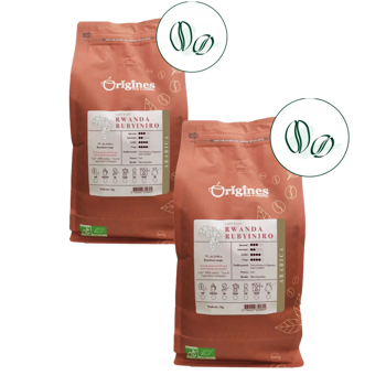 Origines Tea&CoffeeCafe Moulu Rwanda Rubyiniro 1Kg Moulu Espresso - 1 Kg - Pack 2 × Moulu Espresso Pochette 1 kg