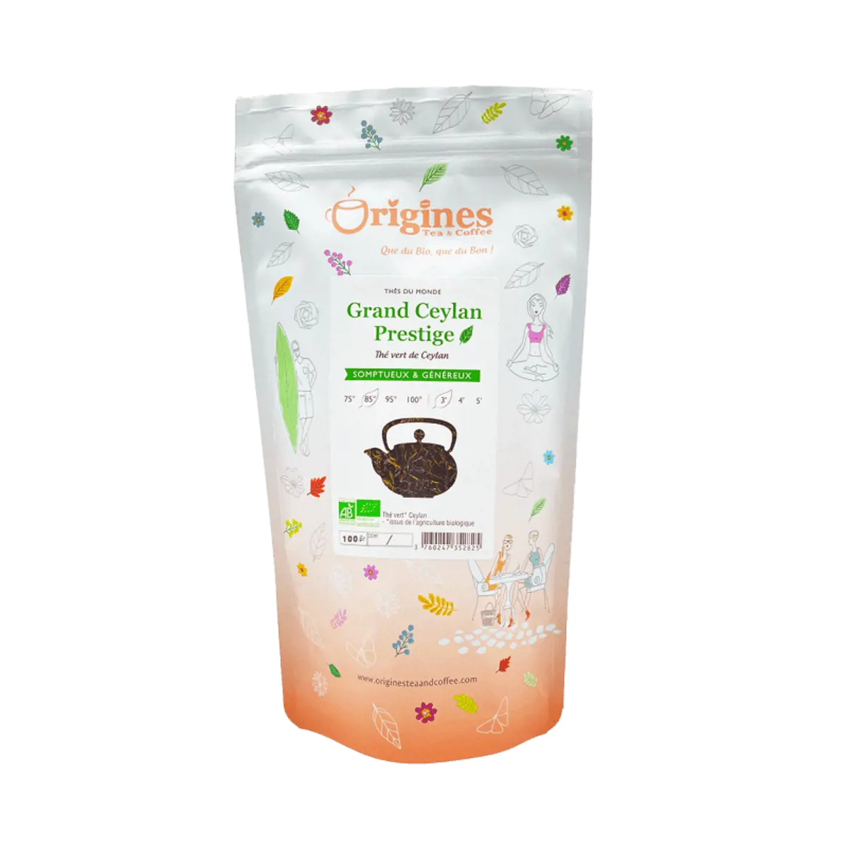 Origines Tea&Coffee The Vert Bio En Vrac Grand Ceylan Prestige Ceylan 1Kg Fleur De The 1 Kg by Origines Tea&Coffee