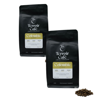 Terroir Cafe Café En Grains - Colombie, Huila Choco 1Kg - Pack 2 × Grains Pochette 1 kg