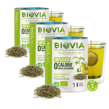 BIOVIA Tisane de Stévia BIO Française - 50g - Pack 3 × Scatola di cartone 50 g