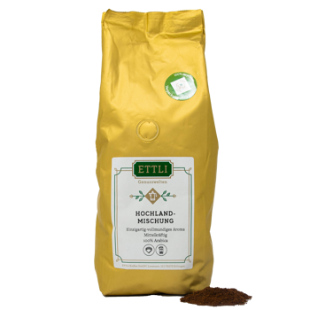 Gemahlener Kaffee - Hochland-Mischung - 1kg - Mahlgrad Moka Beutel 1 kg
