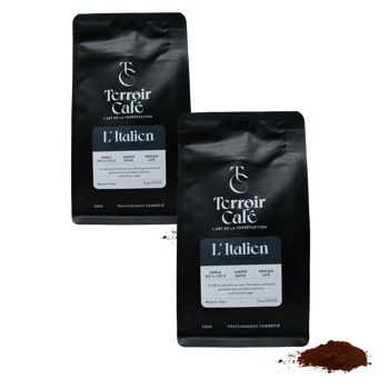Gemahlener Kaffee - Die Italienische-Zusammenstellung - 1kg - Pack 2 × Mahlgrad Espresso Beutel 1 kg